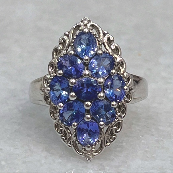 Jewelry - Premium AAA Tanzanite Cambodian Zircon Sterling Silver Cluster Ring